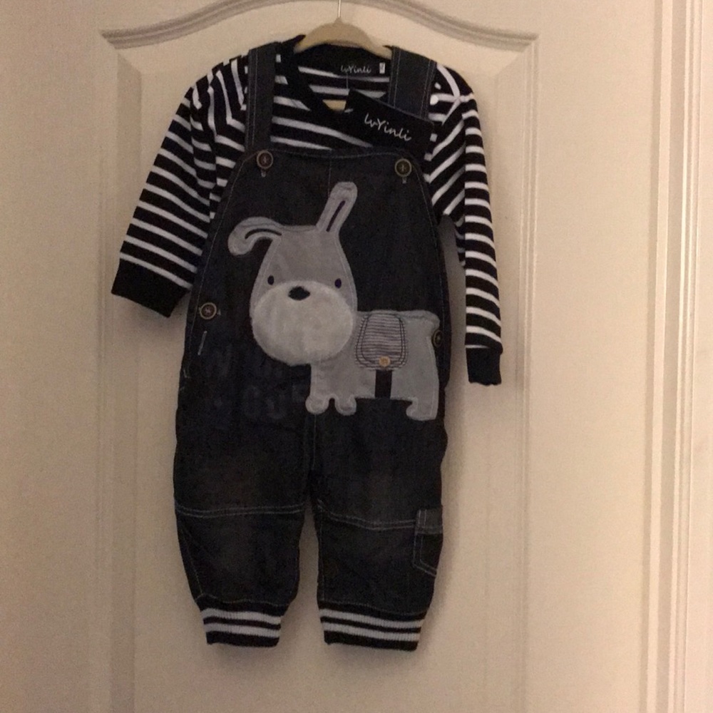 Overall and Striped Shirt